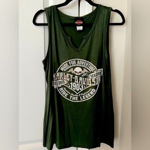 🏍️ Harley Davidson Green Tank Rhinestones New w/o Tags